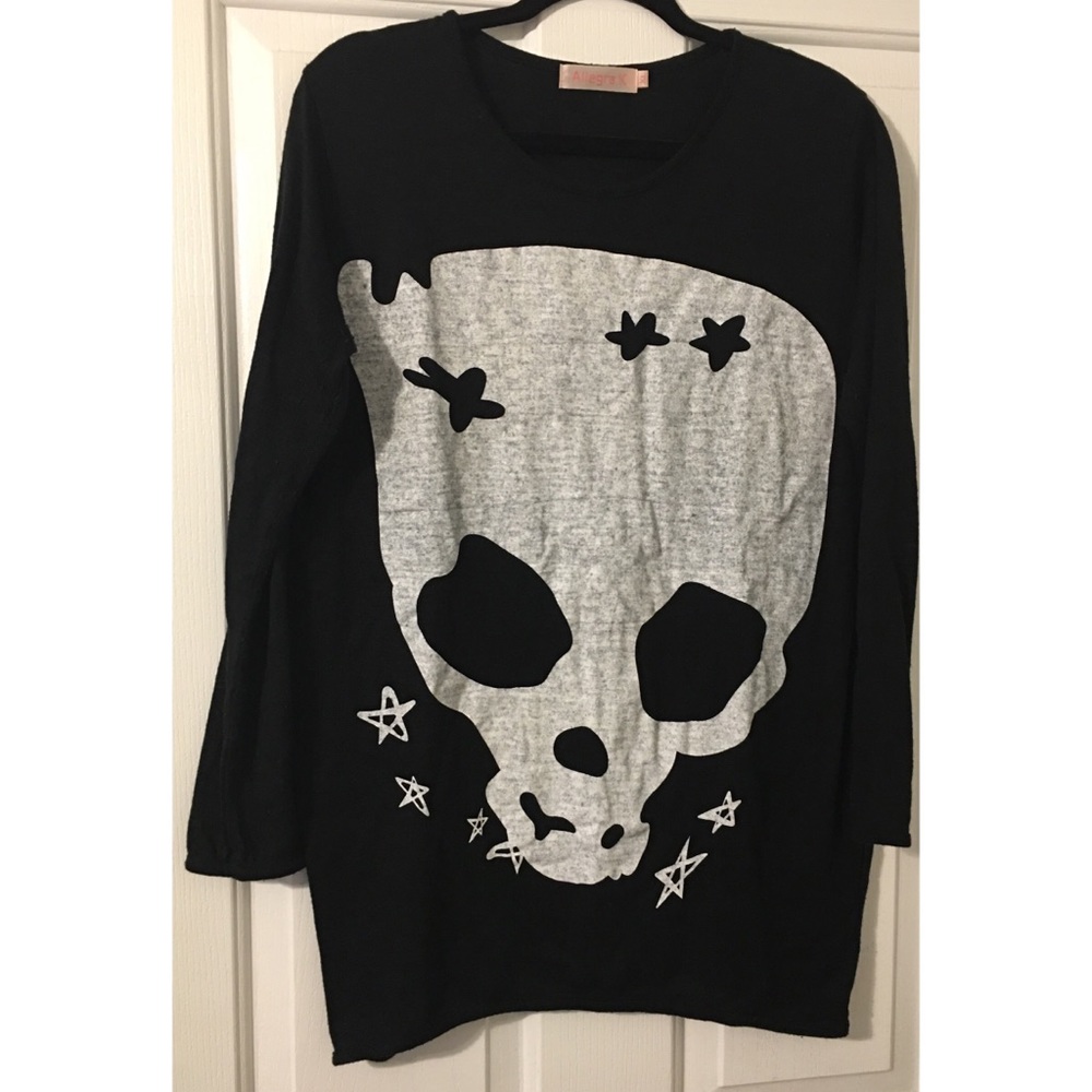 Black Skull Tunic Sweater Halloween
